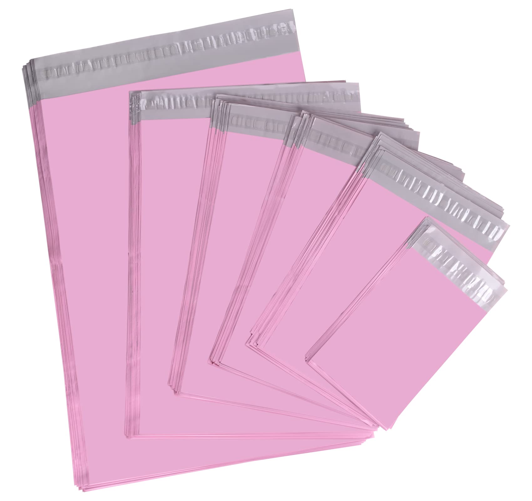 Anstore 120 bolsas de correo, tamaño mixto, bolsas postales de correo mate, autoadhesivas de plástico, 6 tamaños de bolsas de franqueo, sobres de polietileno para publicar ropa, libros y cajas (rosa)