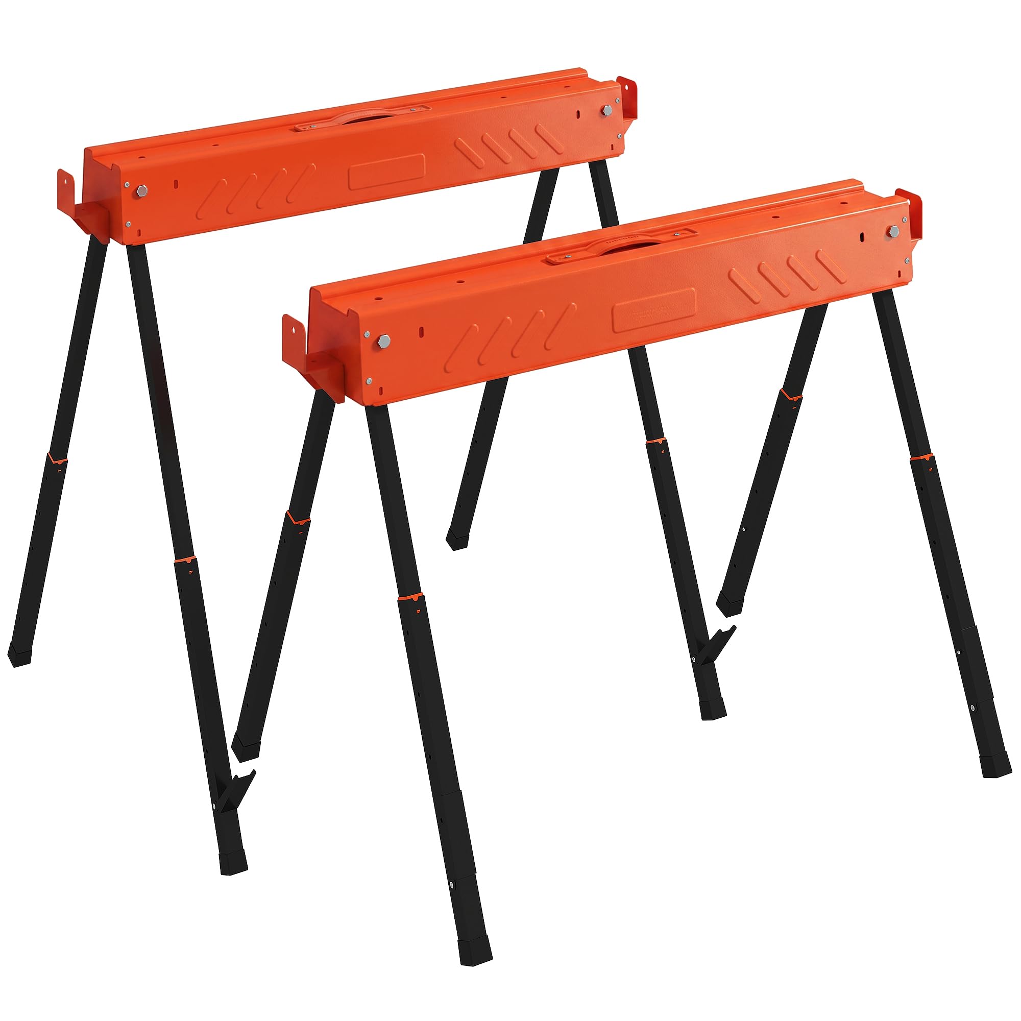 HOMCOM Saw Horses Twin Pack with Height Adjustable Legs, 500 kg, Orange