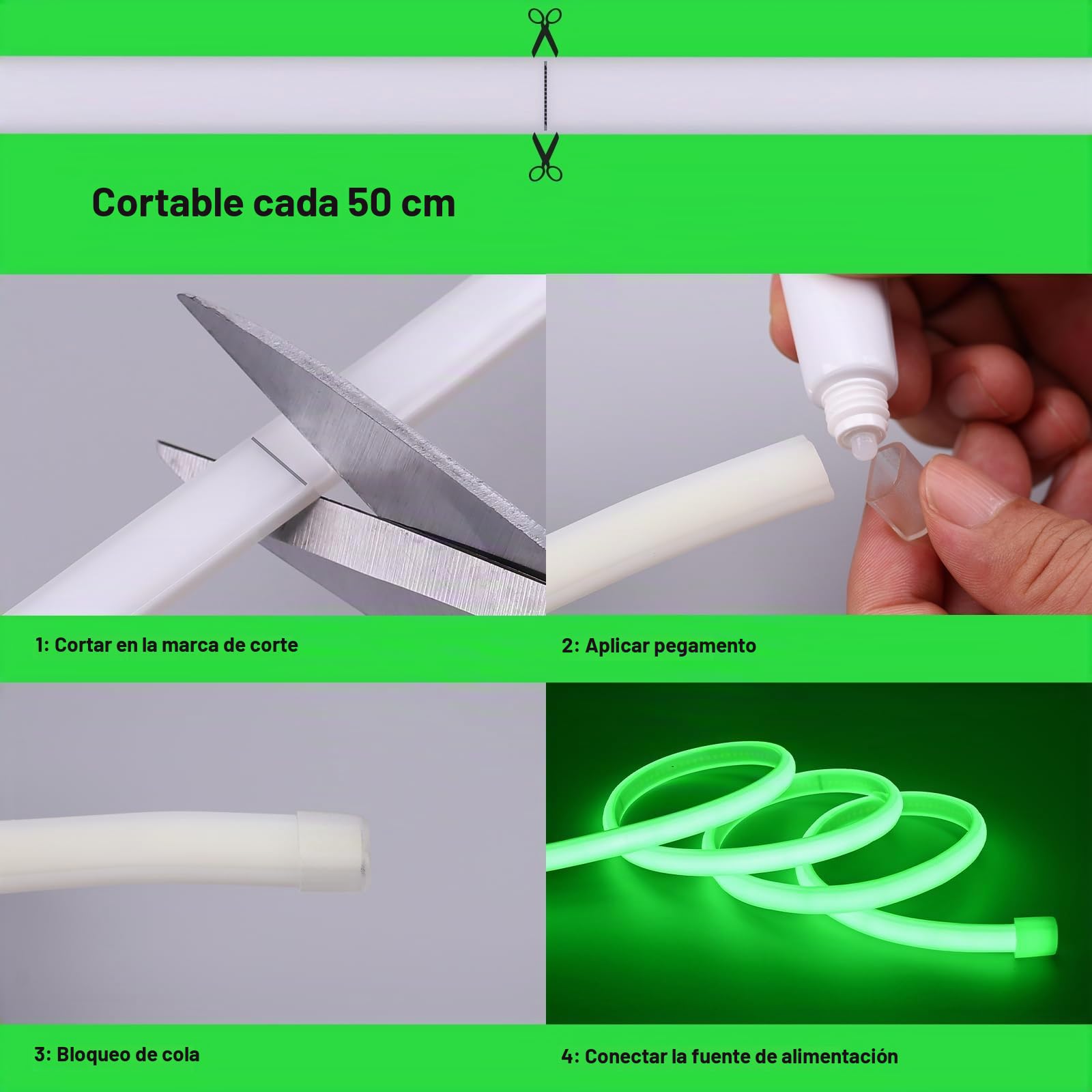BENLUN Tira LED COB Exterior Impermeable 220V 230V 20 Metros, Luces LEDs | Verde Luces LED IP65 10W/M CRI 90+ Flexible con Rectificador para Habitacion Techo, Iluminación Decorativa, Patio, Jardín