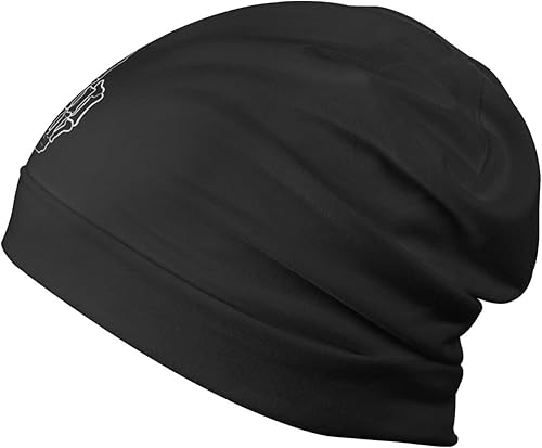 Miniatura 3 de Kkaingg Gorro negro con diseño de calavera para el dedo medio, gorro negro para mujeres y hombres, gorro de invierno, Negro -