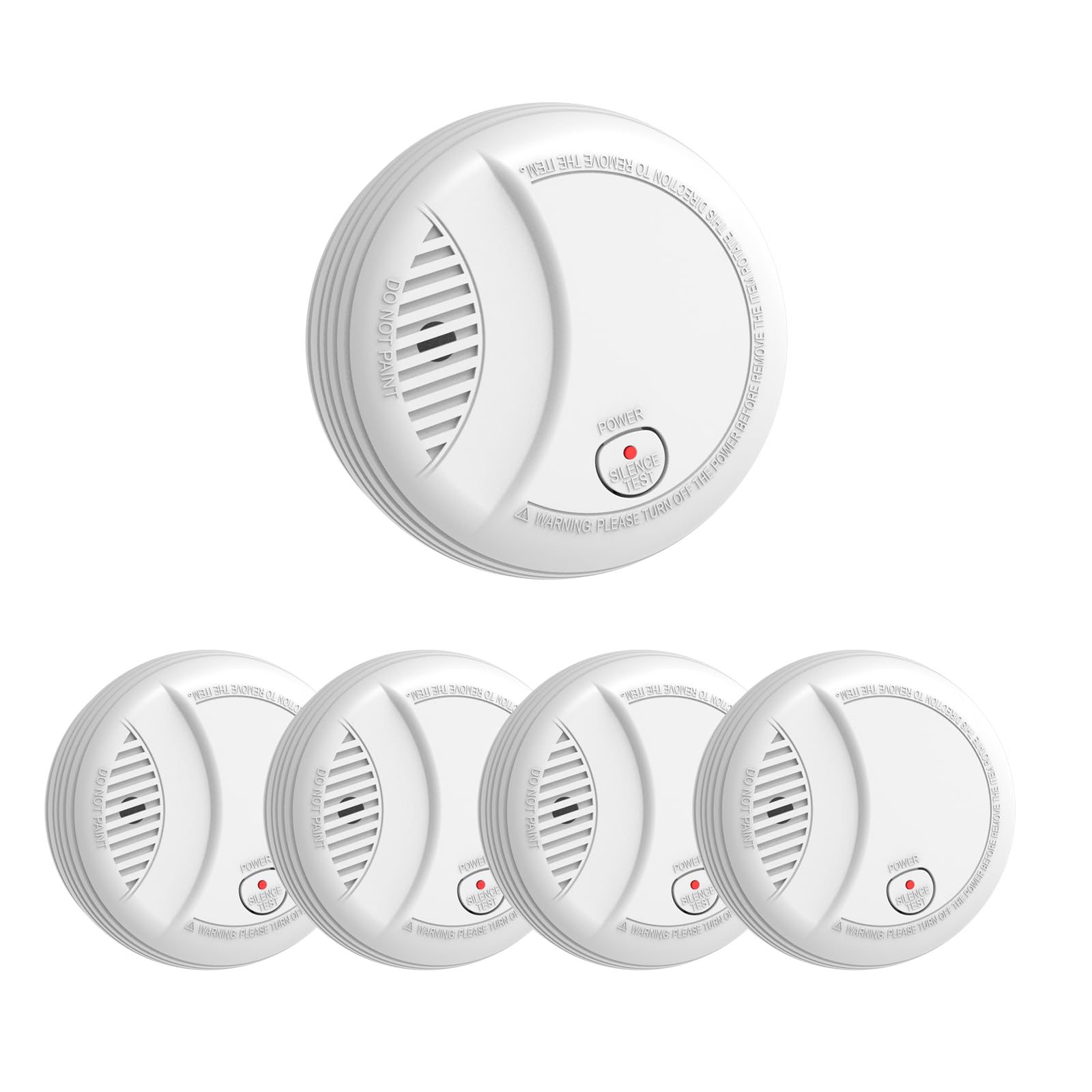 Hapippofa Smoke Alarms for Home,10 Year Sensor Life Fire Alarms with Test/Silent Button, Replaceable 9V Battery Powered Smoke Detector,Conforms to EN 14604 Standard,Standalone,5 PCS