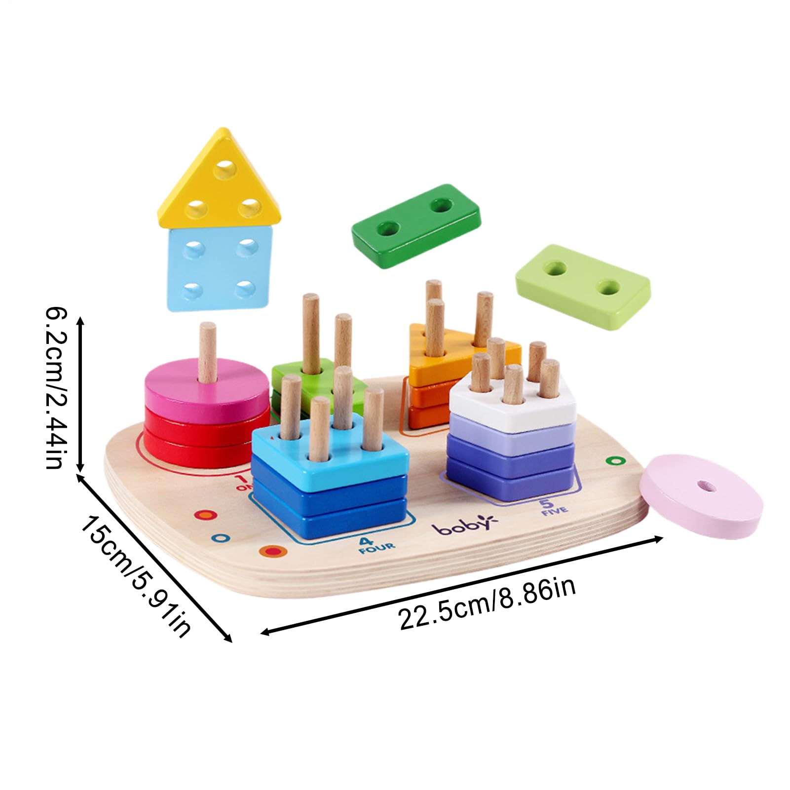 Clasificador De Formas De Madera,Tablero Geométrico Sensorial | De Apilar | para Niños Preescolares y de Jardín de Infancia para Viajes Aprendizaje y Desarrollo