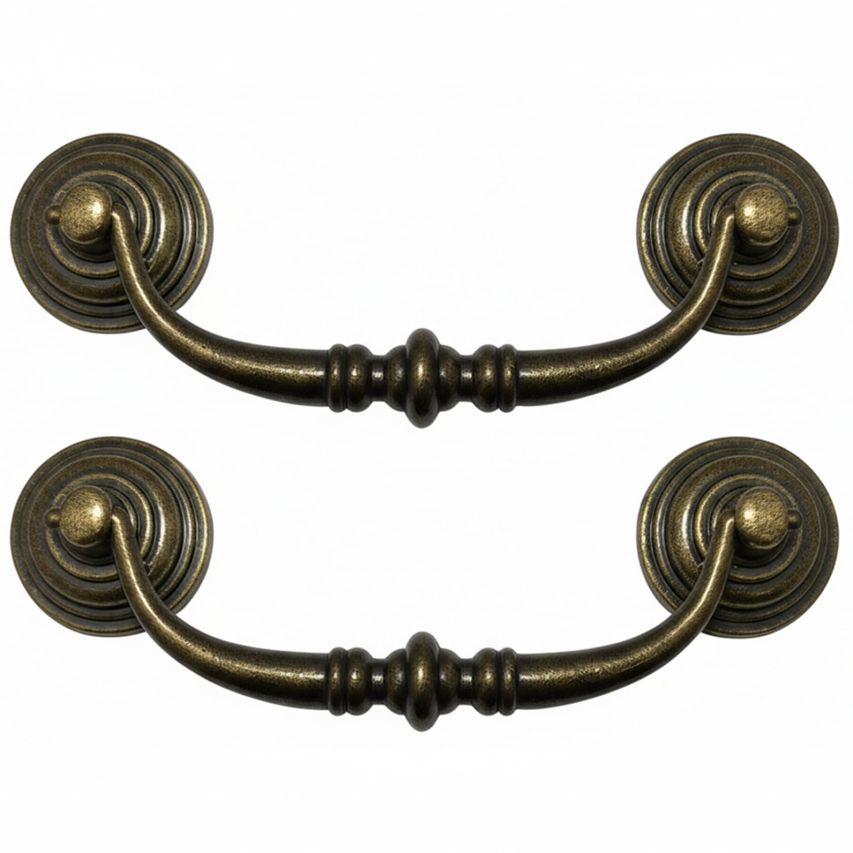 Hperu Bronze 2Pcs Antique Drawer Pulls, 4 Inch Cabinet Handle With Adjustable Hole Centers Vintage Zinc Alloy Pulls For Cabinet Door And Dresser Drawer