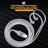 Cable de reemplazo KZ Type-C para IEM, USB-C | Cable de mejora HiFi para IEM, conector de 2 pines de 0.75mm tipo C, OFC plateado, DAC integrado, conector USB-C, compatible con smartphones 3