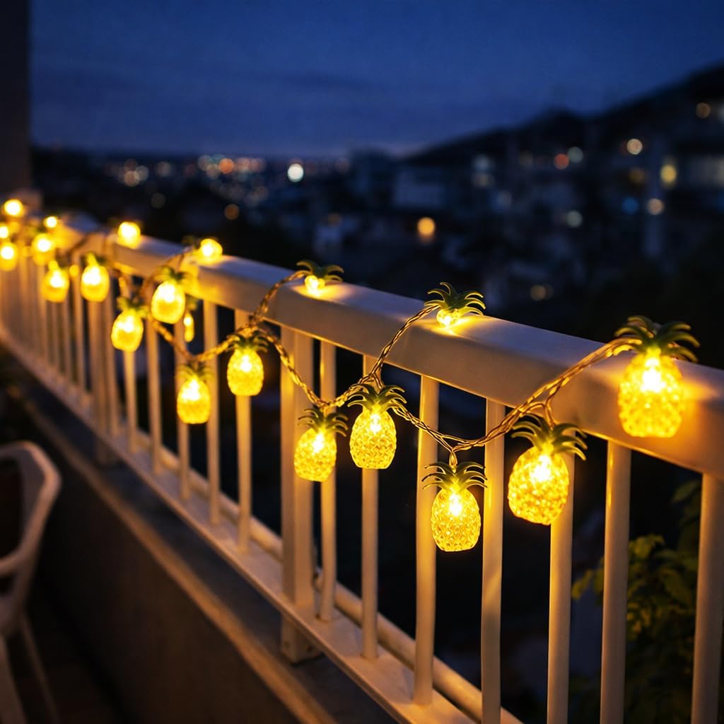 Pineapple String Lights 10Ft 20LEDs Battery Operated Hawaiian Summer String Lights Pineapple Decorations Gift for Summer Holiday Party