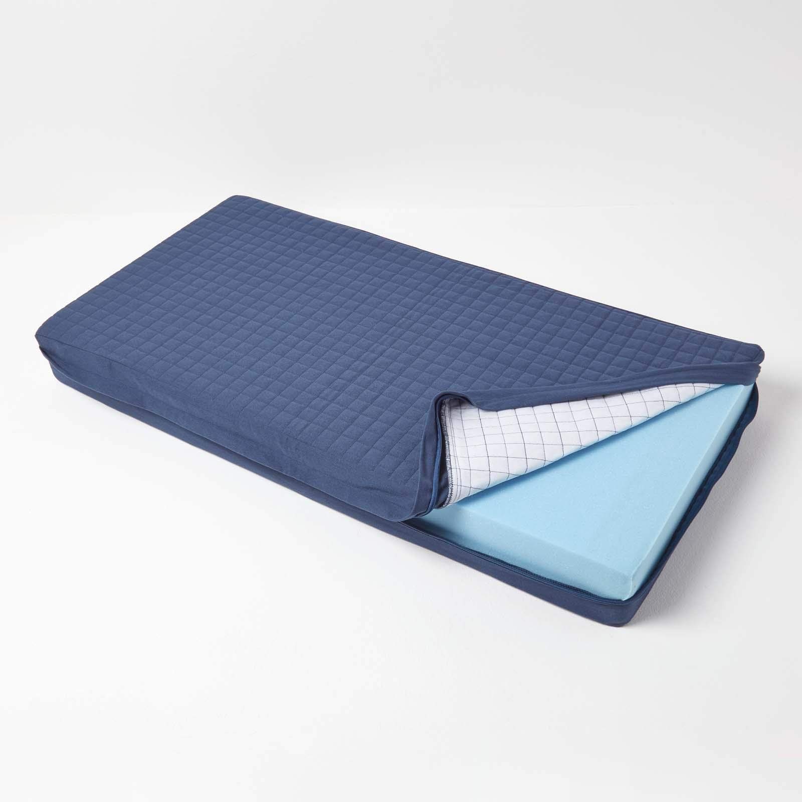 B&Q -  Navy Quilted Cotton 2 Seater Orthopaedic Booster Cushion Cover