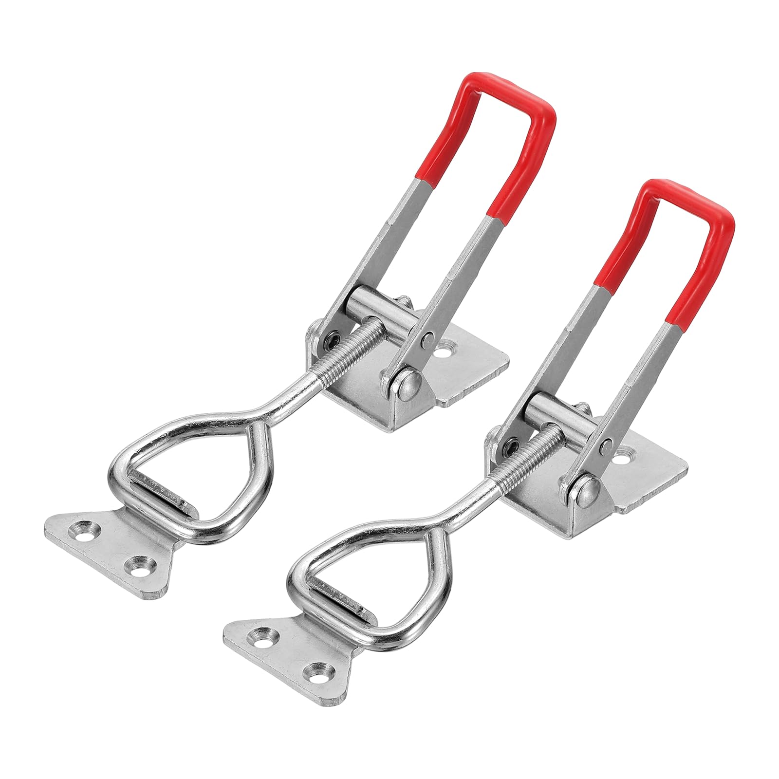 sourcing map 2pcs Adjustable Toggle Clamp M8 x 38mm 770lbs Holding Capacity 4003 Style Quick Release Pull Latches Clamps Hasp for Smoker Lid Jig Tool Box Case, Silver Red