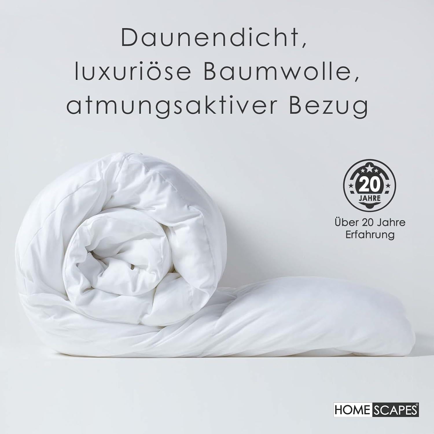 HOMESCAPES Piumino estivo ultra leggero 260 x 220 cm in piume e piumino d'oca 2,5 Tog certificato Oeko-TEX – lavabile in lavatrice e ipoallergenico – 2 persone