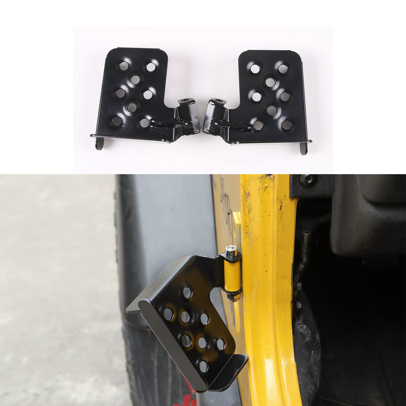 CheroCar for TJ Foot Pegs Door Hinge Foot Rest Kick Panel External Accessories for 1997-2006 Jeep Wrangler TJ