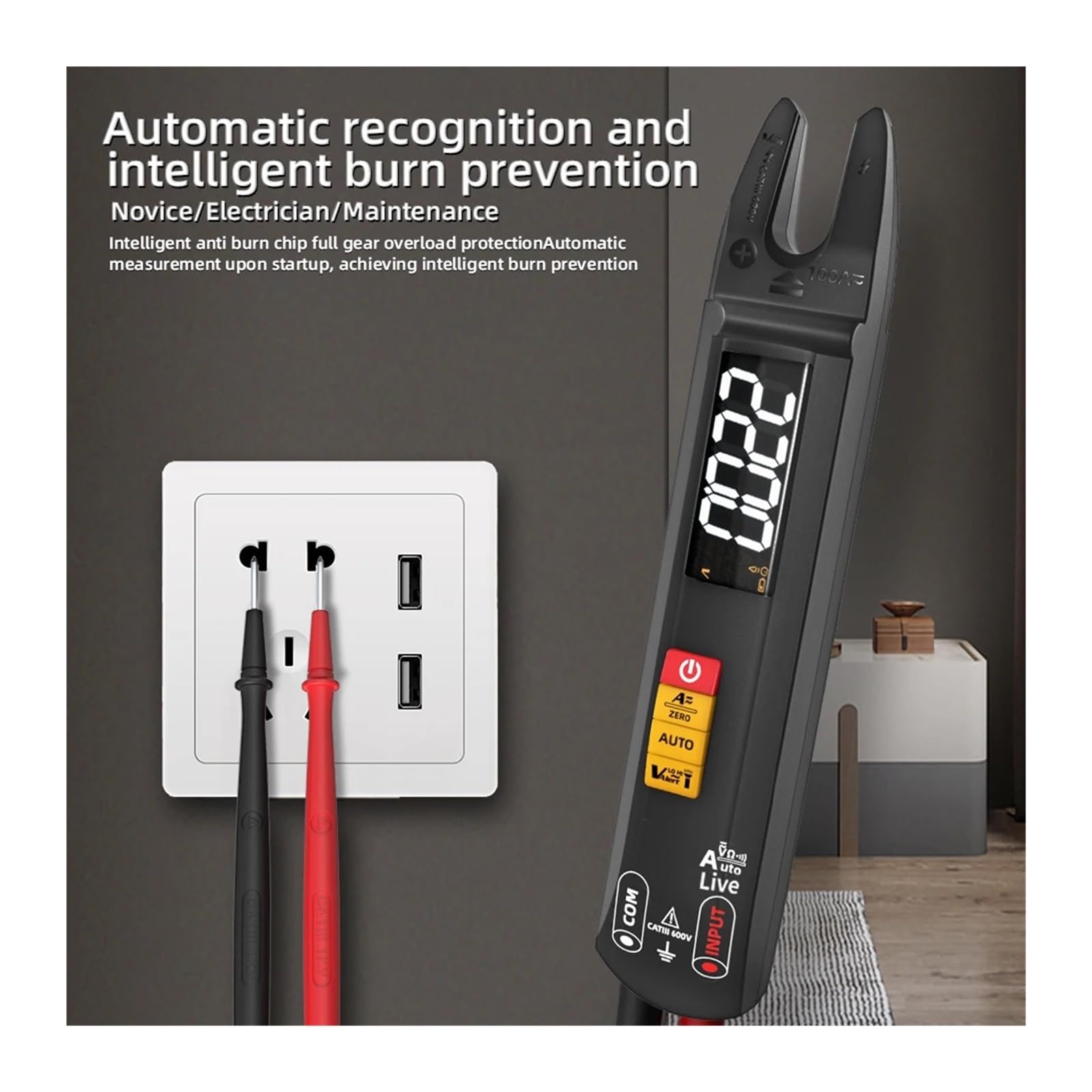 100A Pinza amperometrica digitale True RMS AC DC rilevamento NCV | Misura corrente AC DC e valori elettrici senza scollegare i circuiti per manutenzione e diagnosi(U0 Tool kits)
