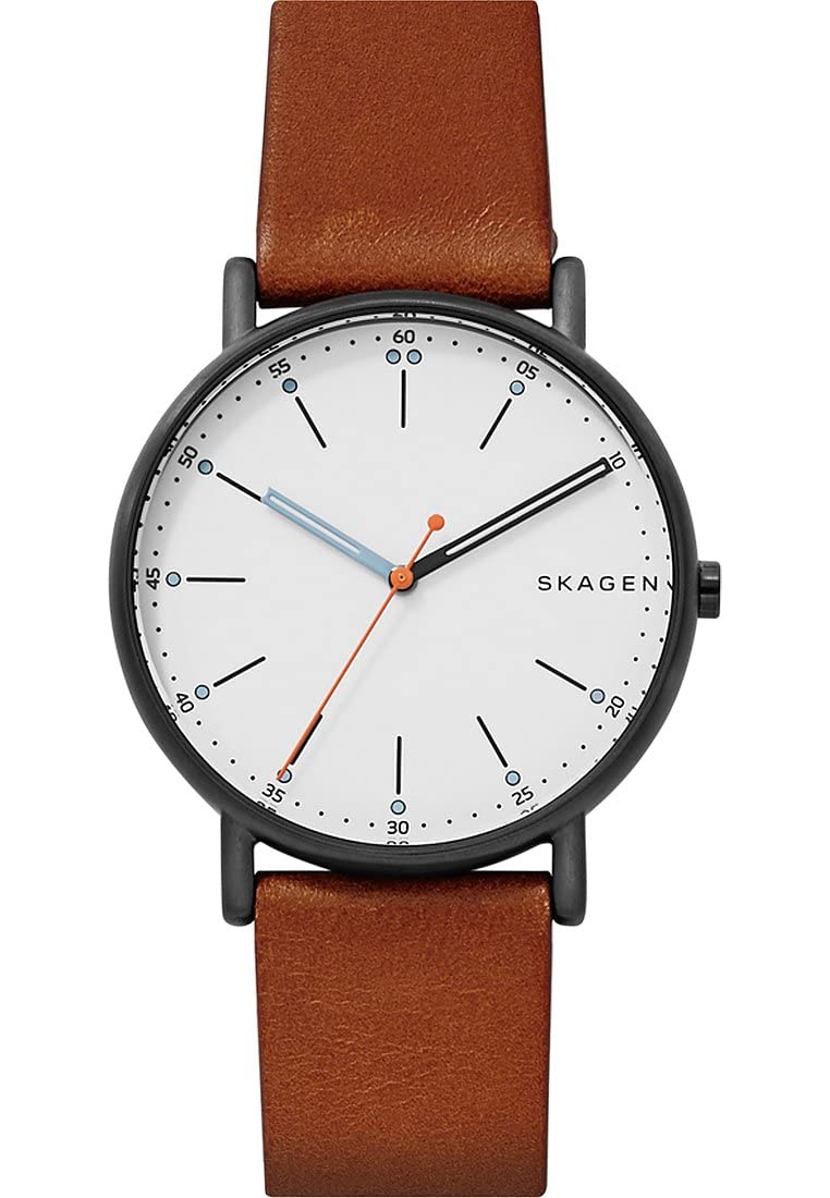 Skagen Signatur Men's White Dial Leather Analog Watch - Skw6374