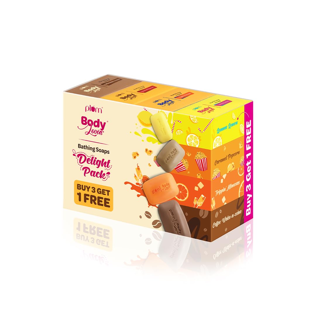 Plum BodyLovin' Bathing Soaps Delight Pack | All Skin Types | 4 Exciting Fragrances | Non-Drying | Sulphate-Free | 100% Vegan