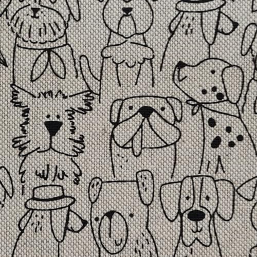 Comic Hunde Stoff – Baumwoll-Mischgewebe 80% Baumwolle – Pflegeleicht, atmungsaktiv – Hunde Cartoon Stoff für Kleidung, Kissen, Taschen, Patchwork & DIY – Stoffbreite ca. 140 cm