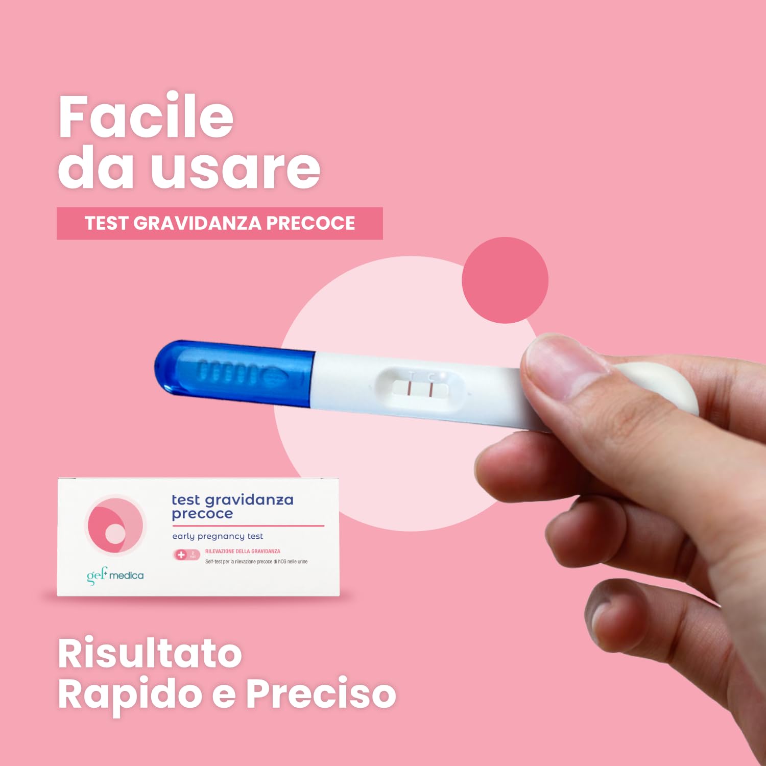 Gef Medica® 2x Test Precoce di Gravidanza – Stick Urina HCG Ultrasensibili 10 mIU/mL | Risultato in 3 Minuti, CE