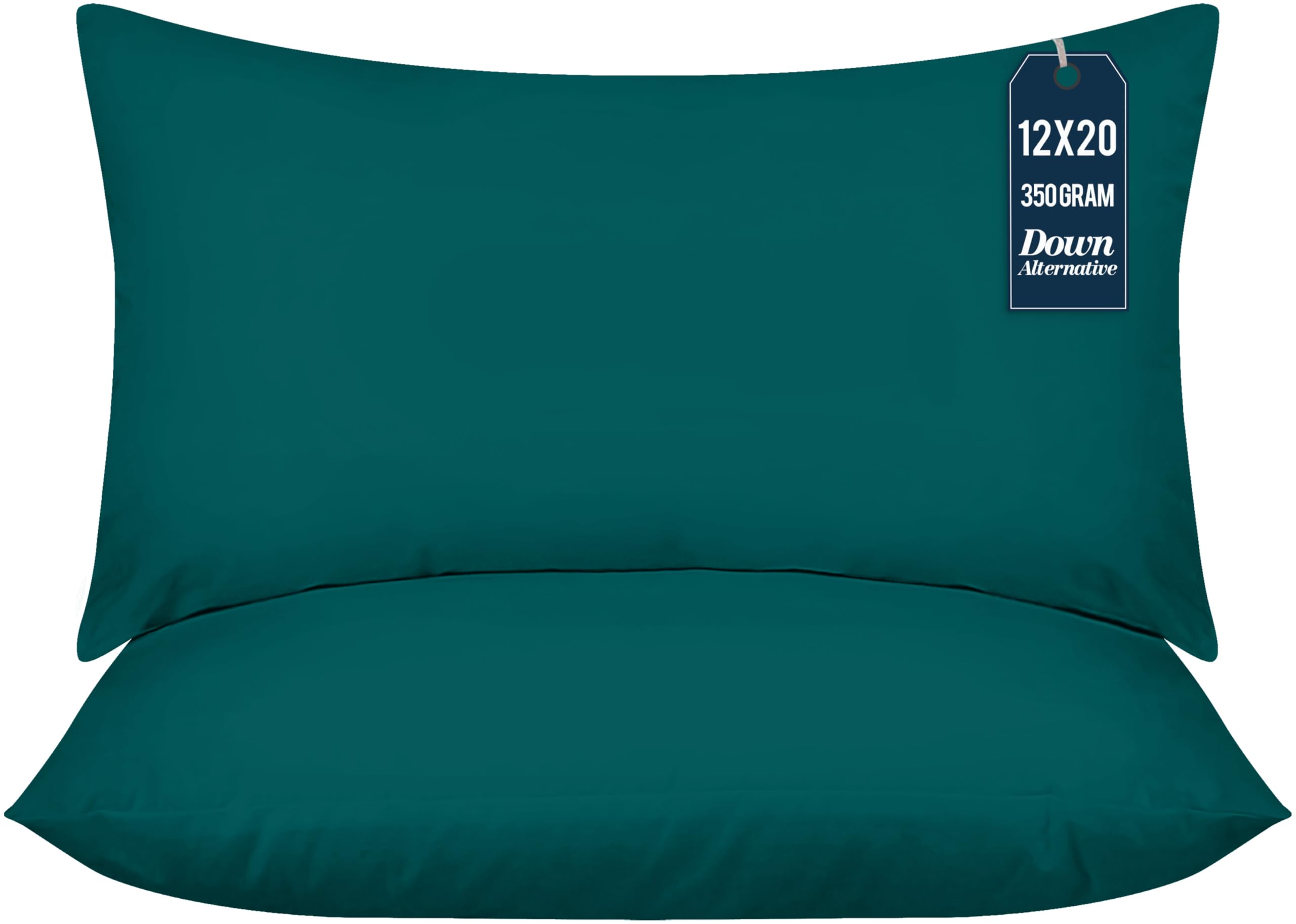 Utopia Bedding Throw Pillows (Pack of 2, Dark Teal), 12 x 20 Inches Indoor Decorative Pillow Insert for Sofa, Bed and Couch