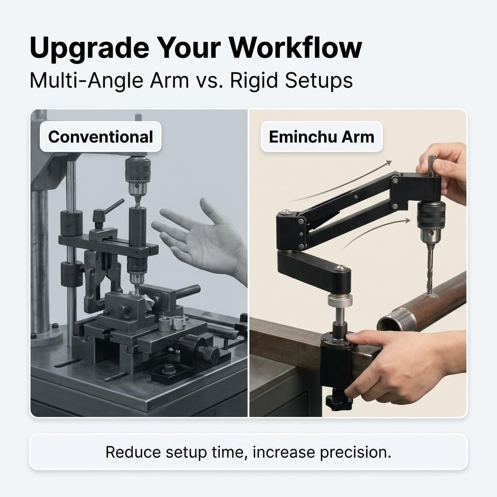 Adjustable Tapping Cantilever Bracket, 5.12in Stroke CNC Aluminum Alloy Robotic Arm, Flexible Arm Support Rod with Clamp for Vertical Horizontal, Pipe Tapping and Threading Tools