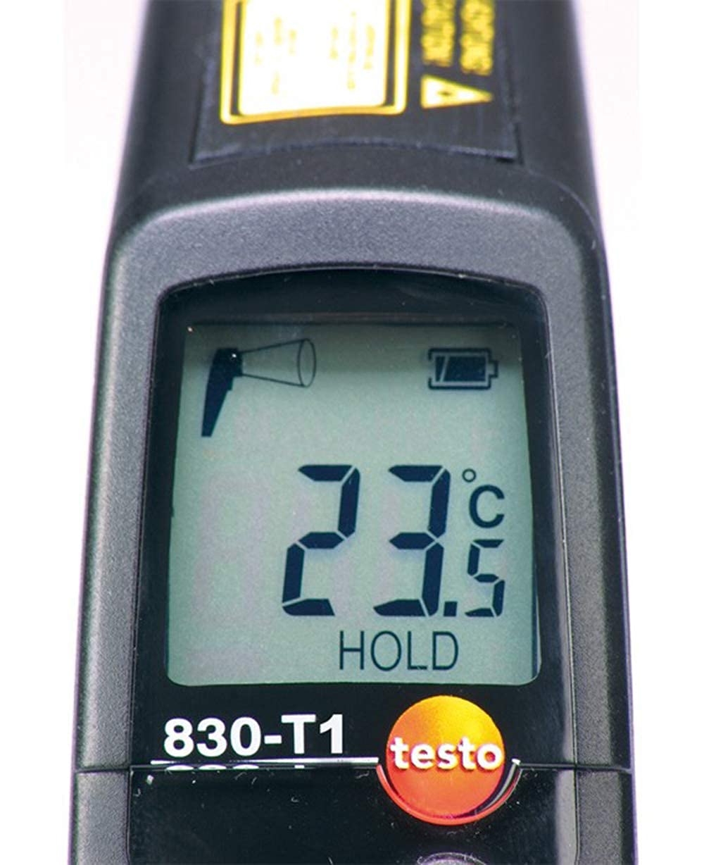 Infrarot-Temperaturpistole (Bereich: -22 bis 752 °F) für HLK, Labore, Industrie zusammen mit werkskalibriertem Zertifikat von Testo 830-T1