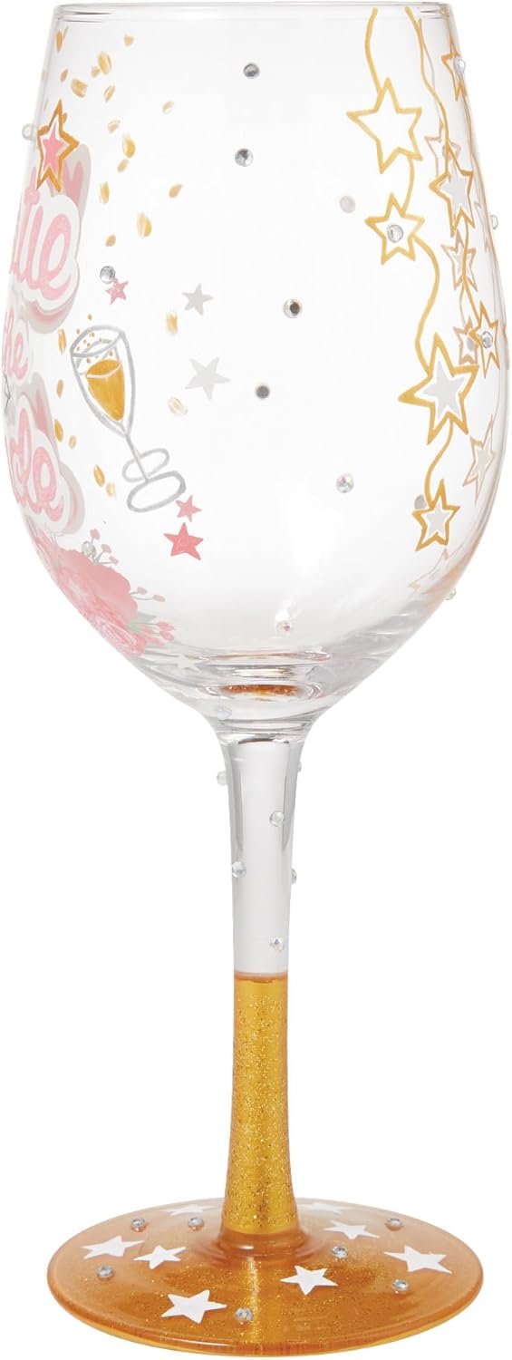 Enesco Lolita Designs Wedding Bestie of the Bride Hand-Painted Artisan Wine Glass, 15 Ounce, Multicolor