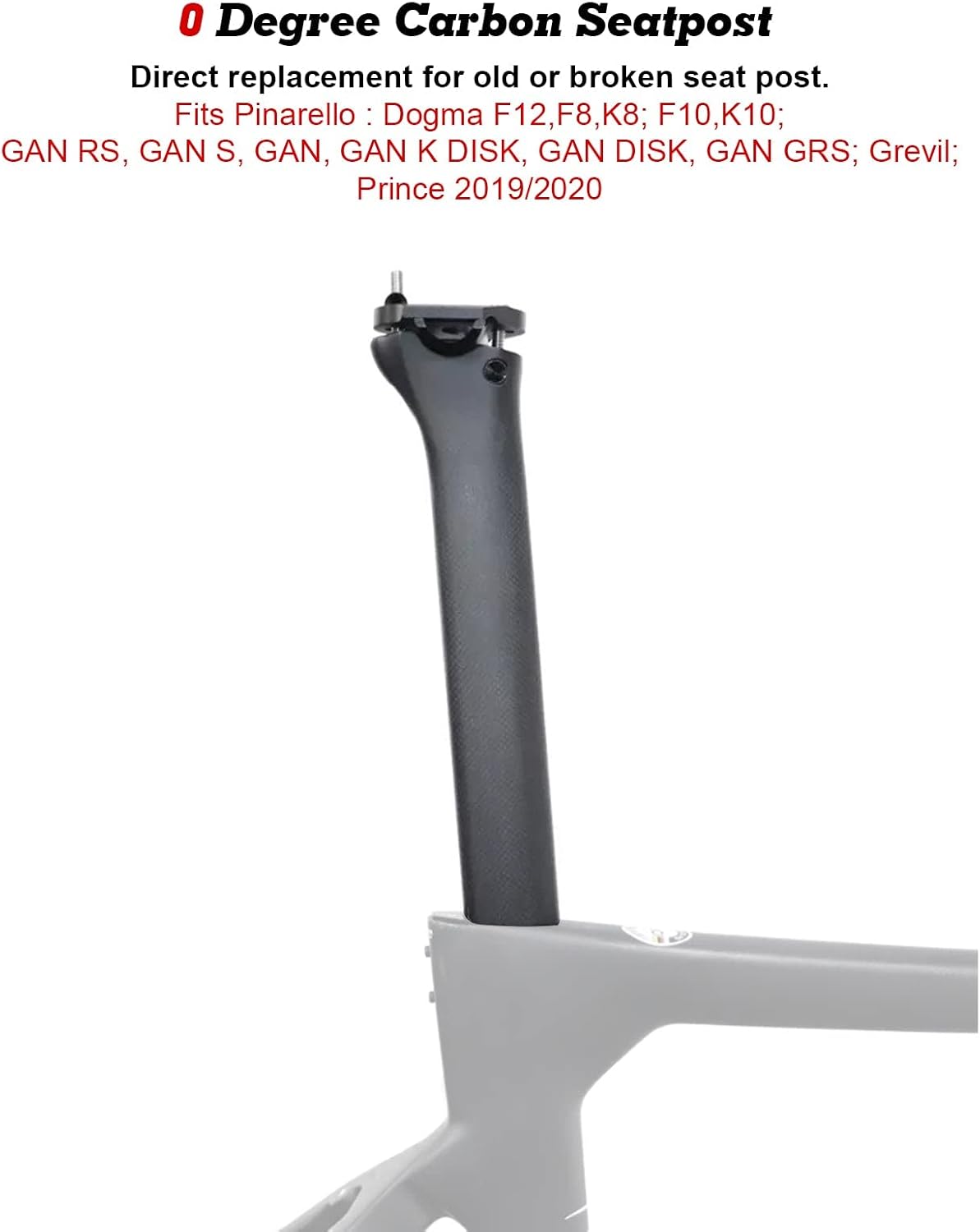 Xotic Tech Compatible with Pinarello Dogma F12 F8 F10 / Prince / K8 / Gan / K10 Carbon Seatpost-Fit 340mm 0mm Offset