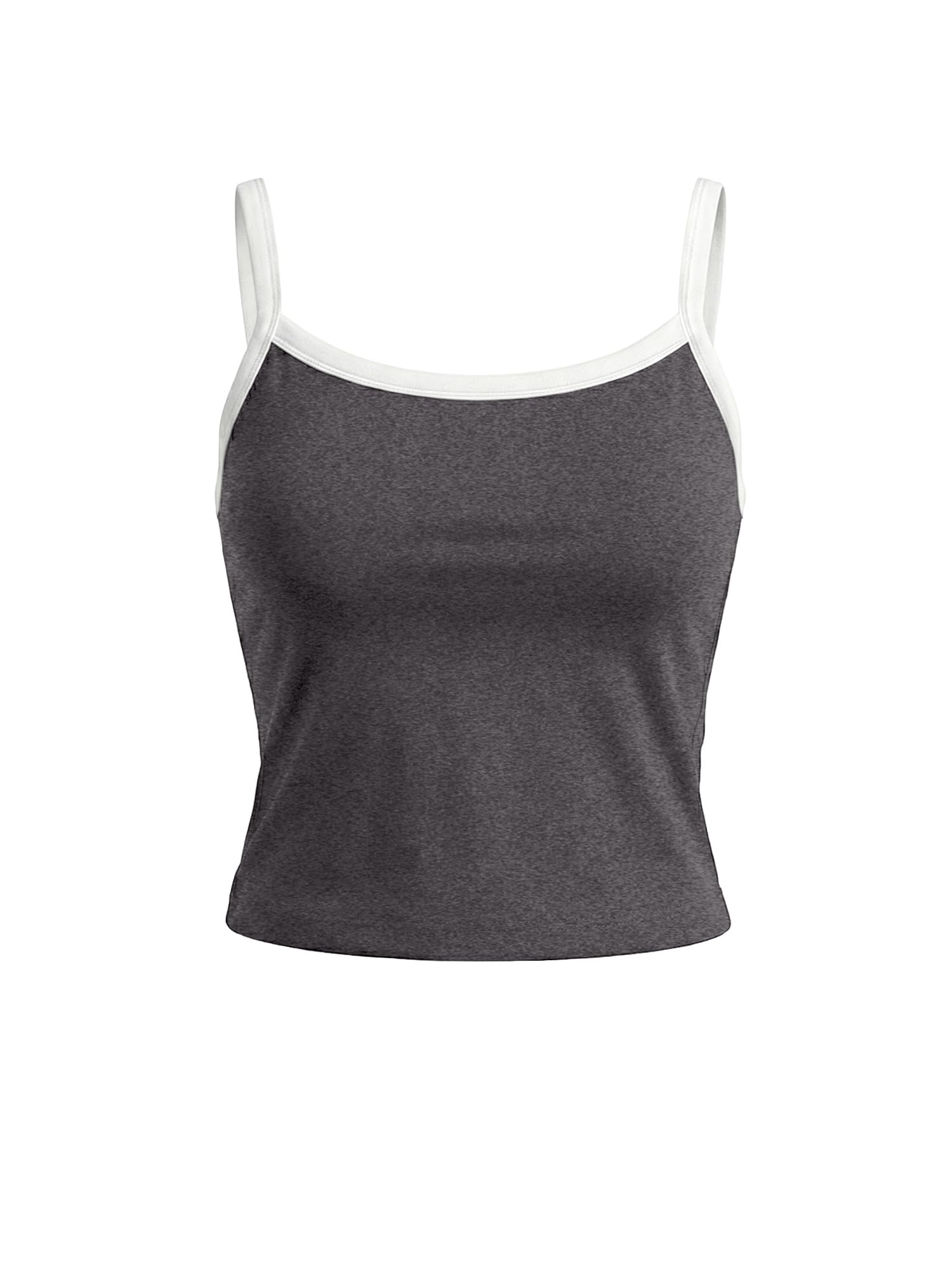 Camiseta corta deportiva ajustada para mujer, cuello cuadrado con ribete de contraste, camiseta elástica sin mangas para el verano — view 5