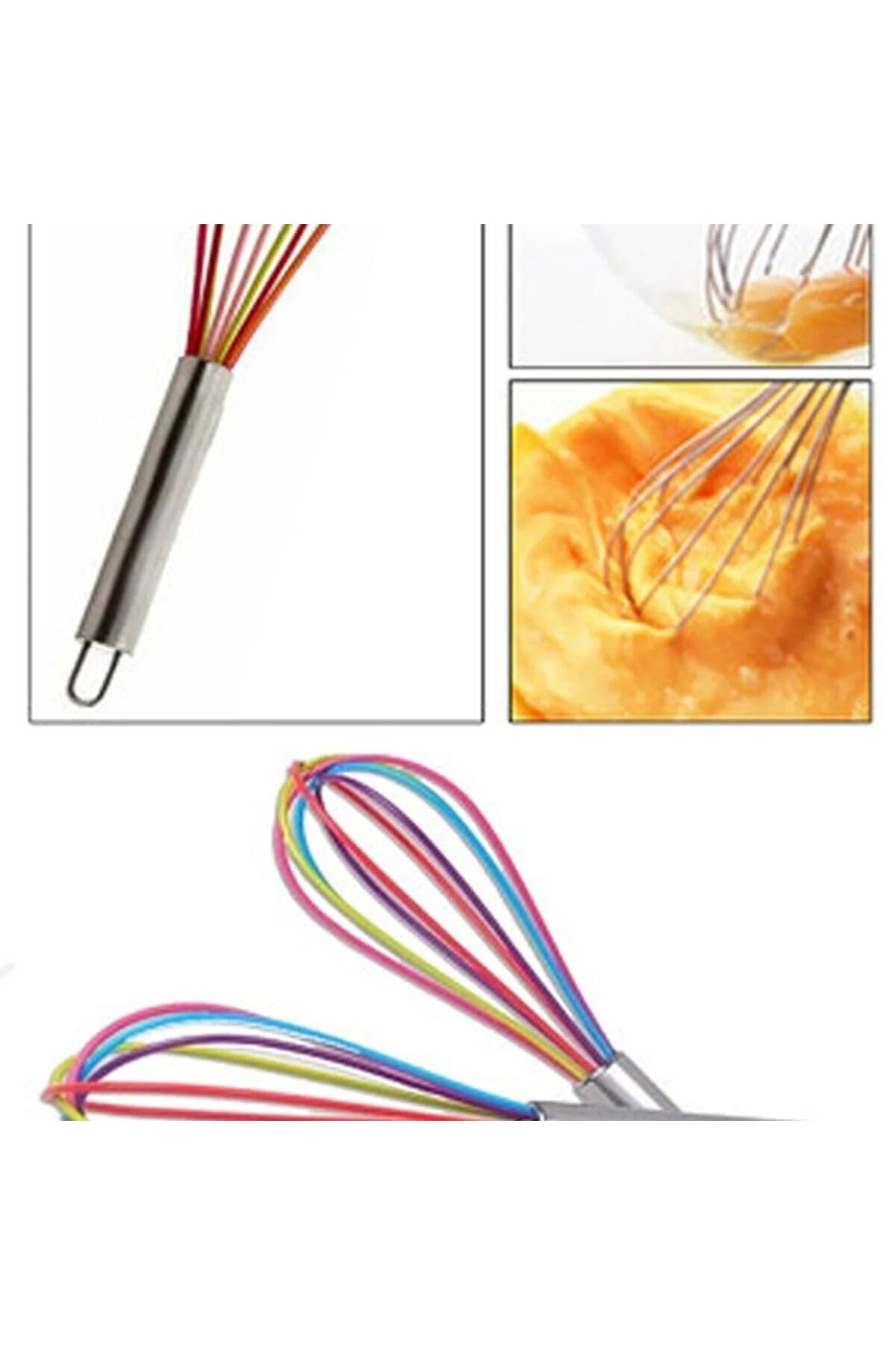 Yenigeldi 1 Adet Renkli Silikon Yapışmaz Çırpıcı Pratik Yumurta Çırpıcı Yemek Pişirmek Için (29 Cm),