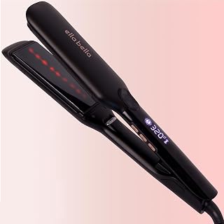 ELLA BELLA Titanium Flat Iron Hair Straightener with Infrared & Ionic Tech - Digital Display 320-450°F, Good Housekeeping Featured