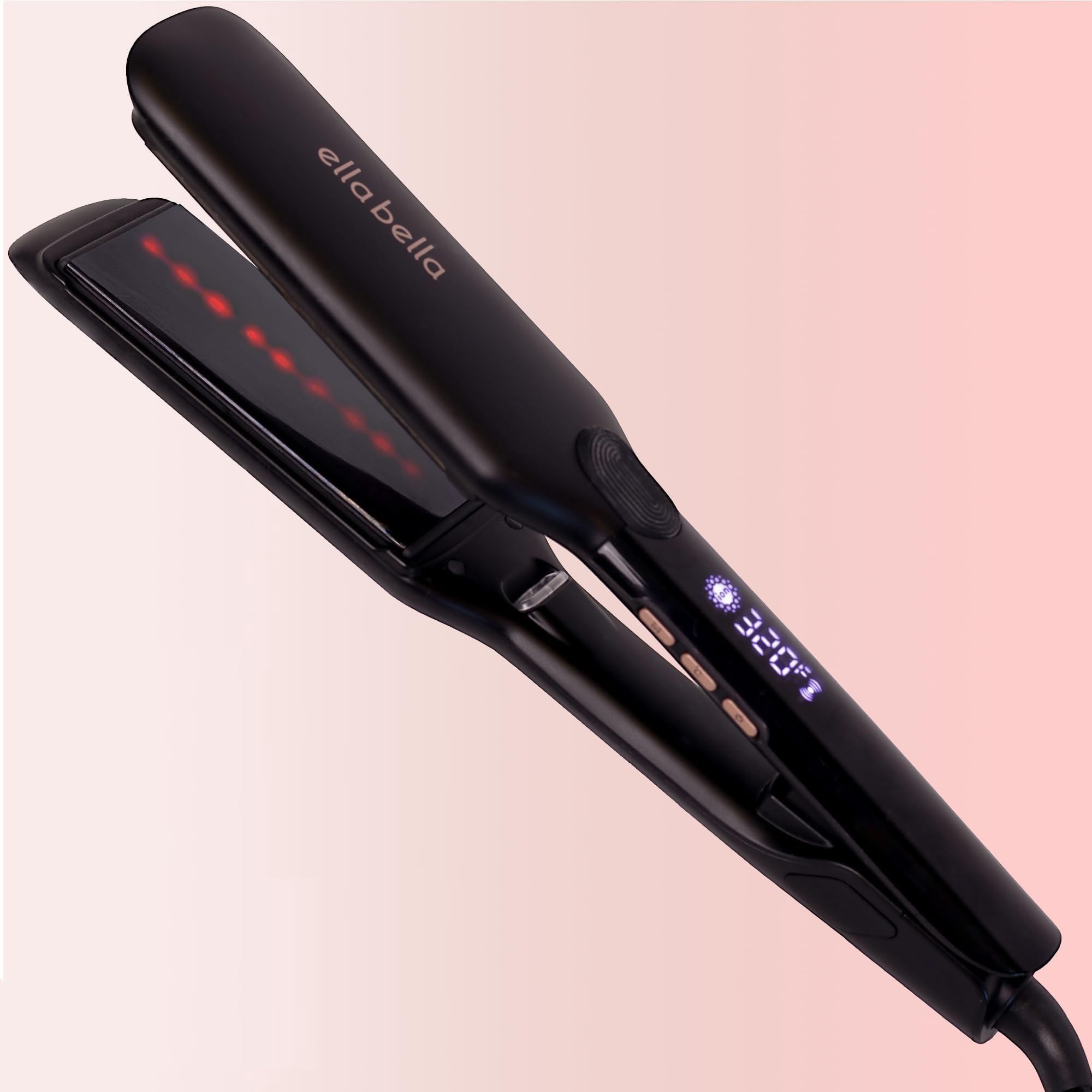 ELLA BELLATitanium Flat Iron Hair Straightener (with Infrared) • Professional Straightening Iron • Digital Display to Accurately Control Temperature • As Featured in Good Housekeeping