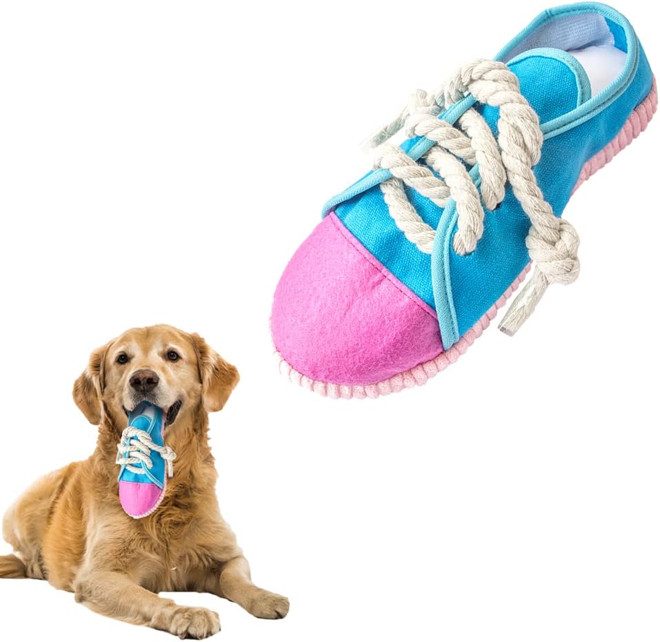 IFOYO Durable Squeaky Dog Chew Toy Safe Mini Sneaker Shape Interactive Pet Toy for Puppies, Small, Medium Dogs, Cats, Rabbits and Small Animals