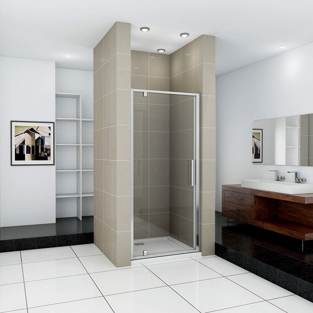 Xinyang 700x1850mm Pivot Shower Enclosure Reversible Screen Panel with 6mm Glass Door Shower Cubicle