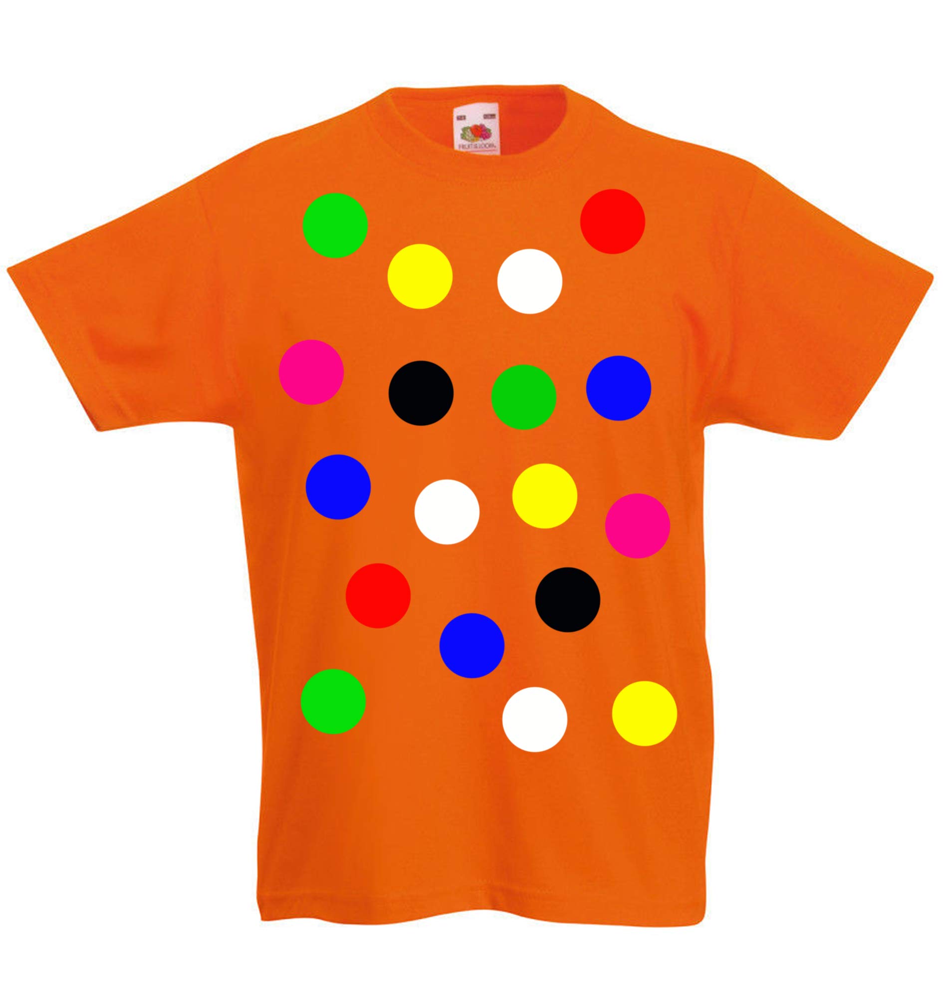 Zappatee Orange Children's Spotty Dotty T Shirt. With Coloured Spots. S