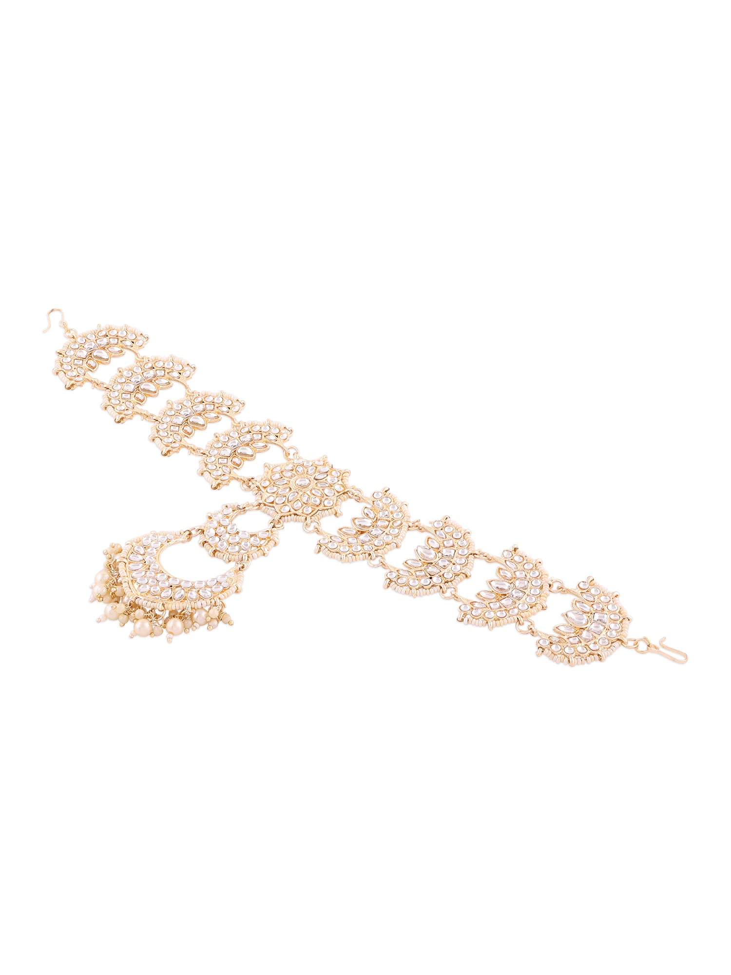 Tone Kundan & Crescent Bridal Head Chain For Women