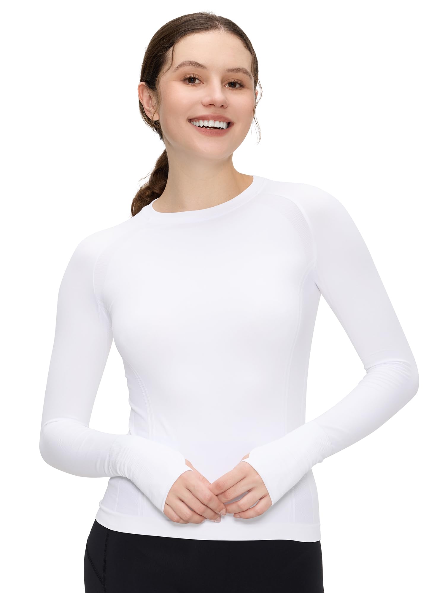 Long Sleeve Workout Tops for Women Compression Shirt Sports Running Shirt Breathable Athletic Top Slim Fit