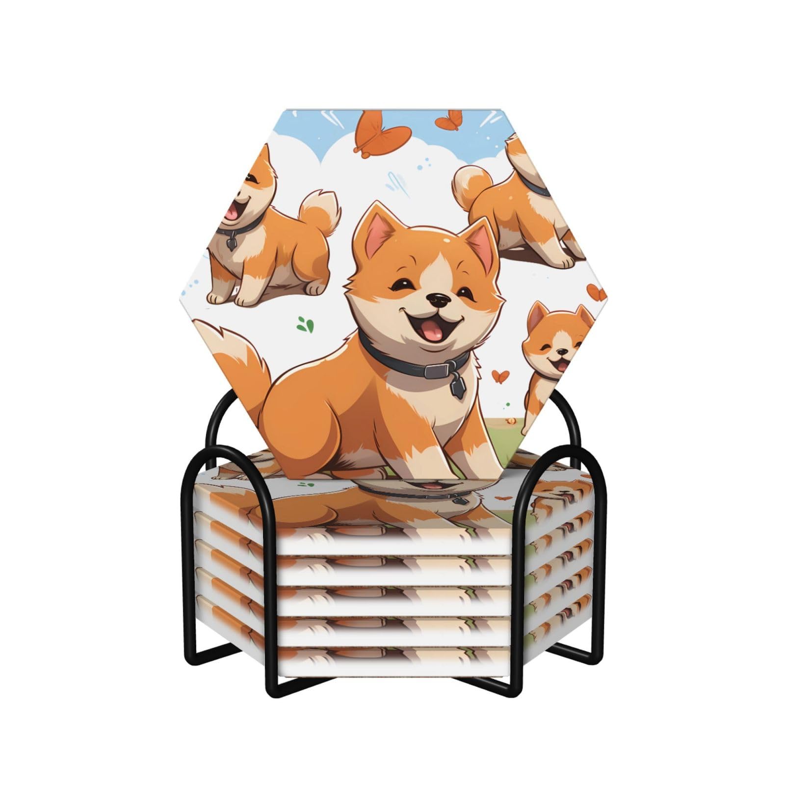 Dessous de verre Shiba Inu absorbant en céramique antidérapant pour salon
