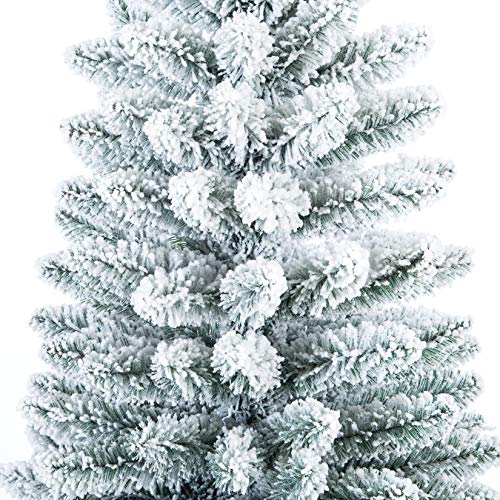 Artificial Christmas Trees,Classic Pencil Tree With White Snow Flocked,Unlit 5/6/7Ft #TOP3