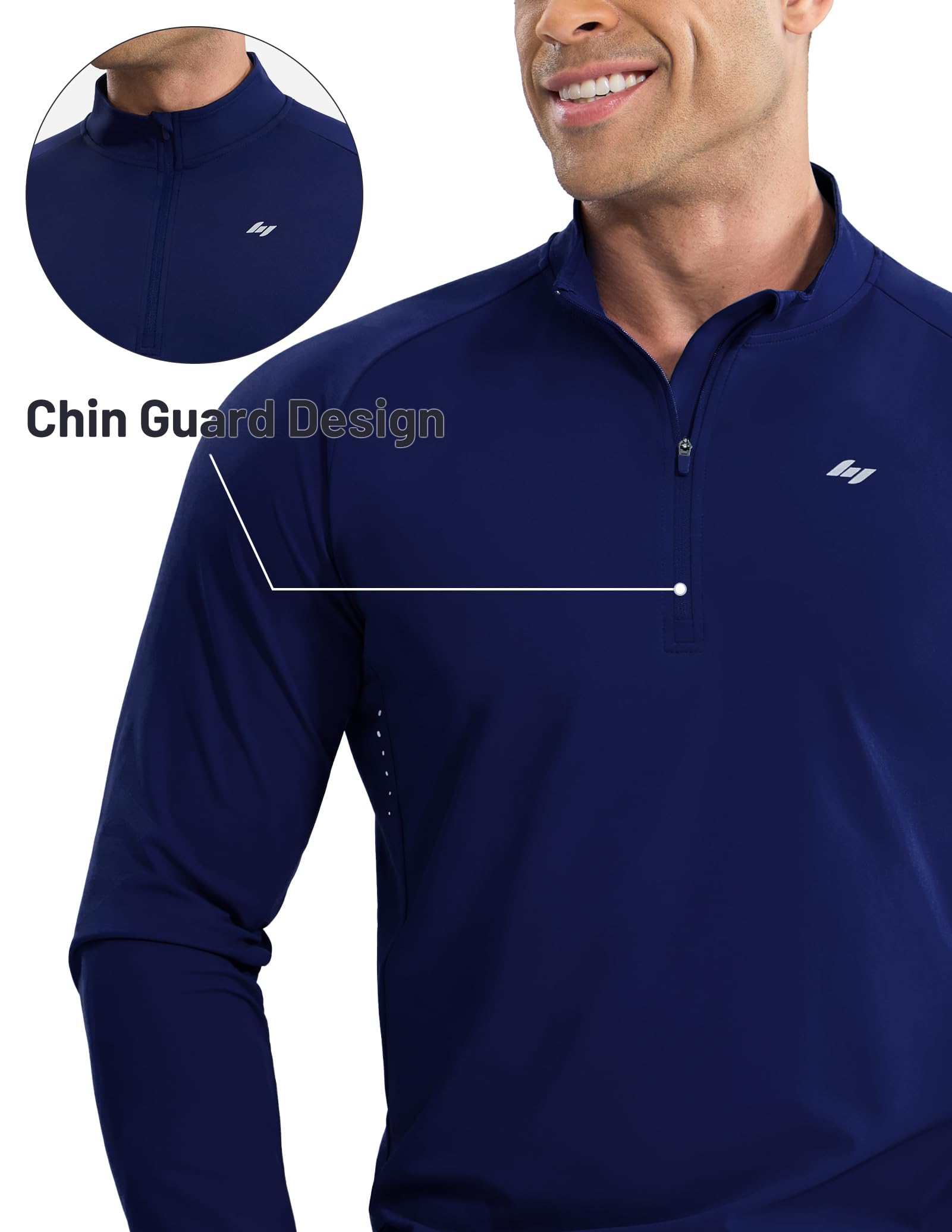 MIER Camiseta de manga larga para hombre Dry Fit Gym Shirts 1/4 cremallera tops para correr UPF 50 + entrenamiento transpirable Deportes atléticos