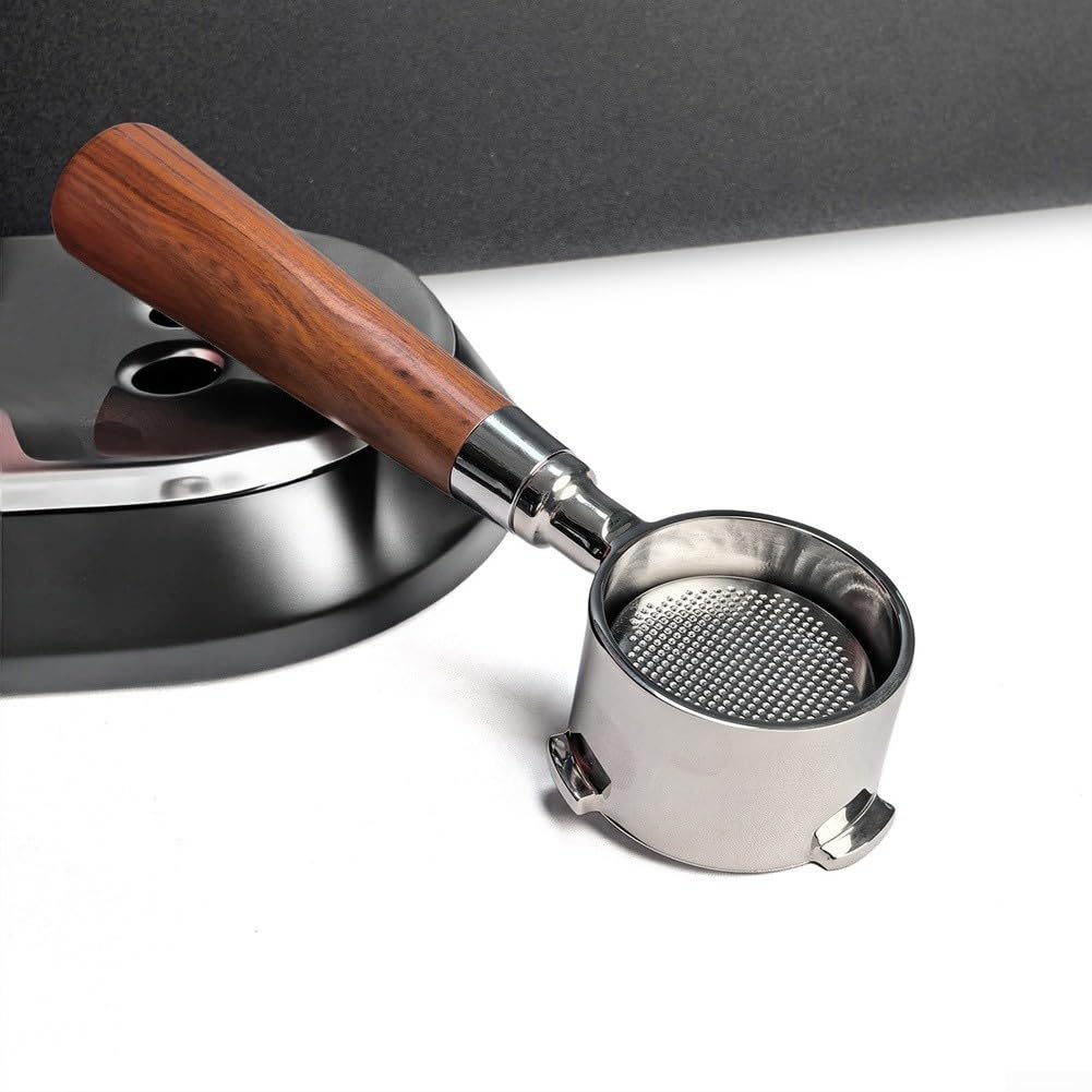51mm Portafiltro senza fondo per ECP31 ECP33 ECP35 con occhielli da 3,8 mm - Manico in legno in acciaio inox per espresso Portafiltro per Barista Home Brewing