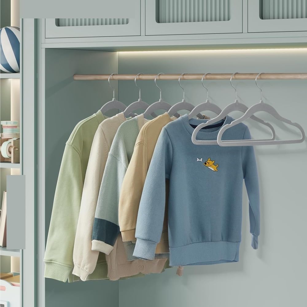 Kleiderbügel Rockbügel Kleiderbügel Mit Drehbarem Haken Aus Samt for Kleine Kleidungsstücke Hosenkleiderbuegel(Grey)