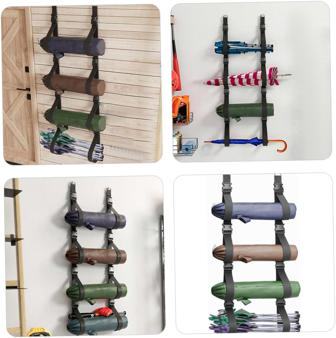 Unomor Adjustable Wall-mounted Storage Strap 2pcs Multi-use Garage Wall Hanging Storage Belt Heavy-duty Organizer for Garage Tools and Equipment