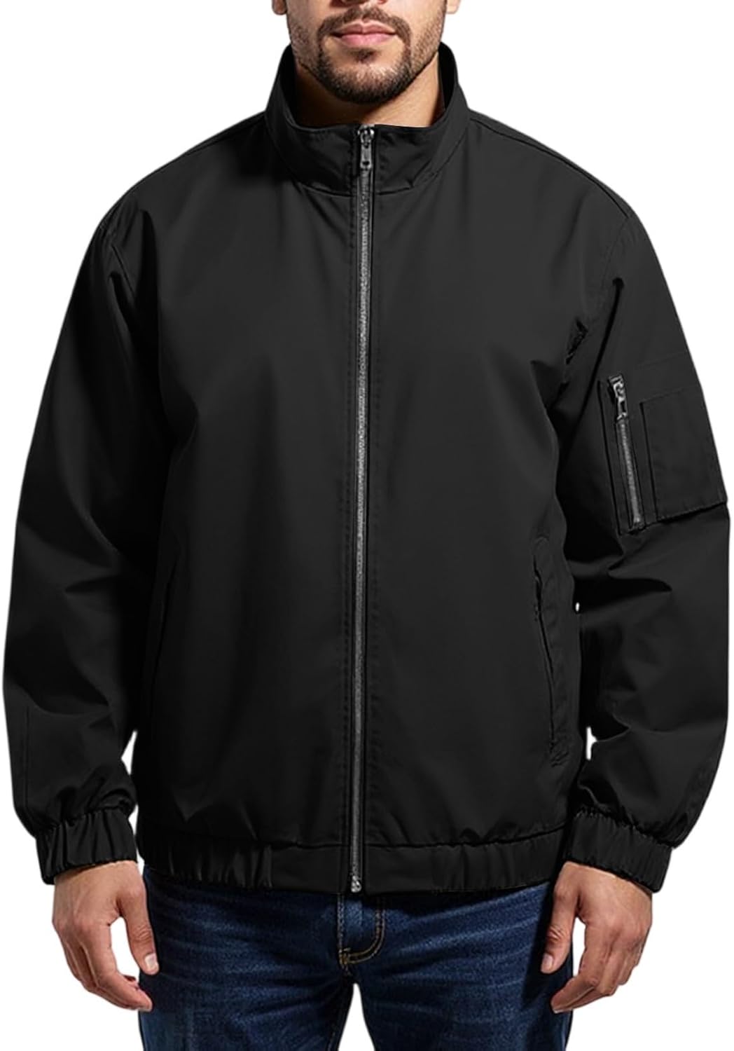 Ymosrh Men's Rain Jacket Lightweight, Water Resistant Bomber Jacket Windproof for Hiking Fishing Sportswear, M-3XL