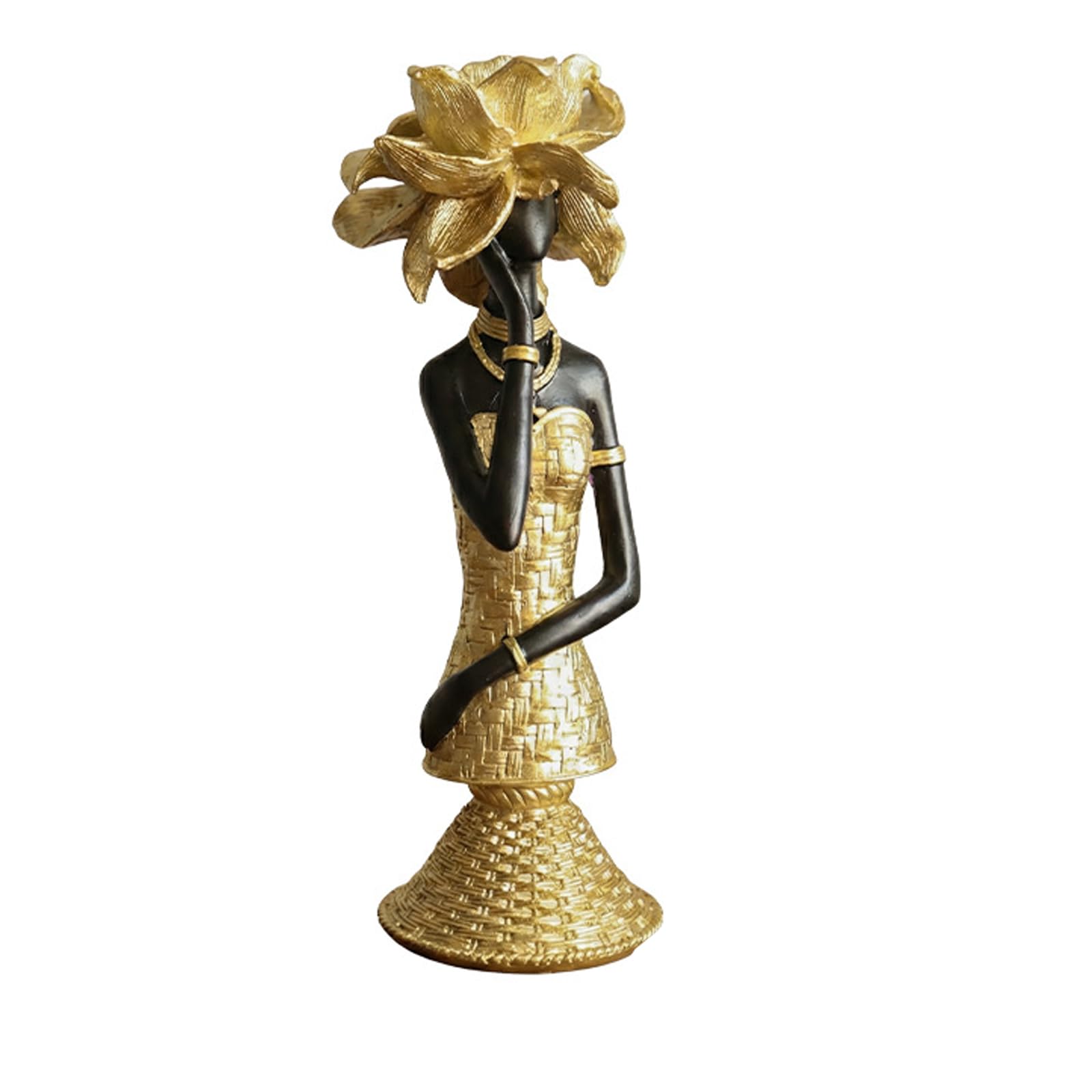 Kangnice Decorsative Sculptures Resin African Woman Statues Home Decors Shelf Decors Accents Exotic Tribal Lady Figurines Gift Collectible Art