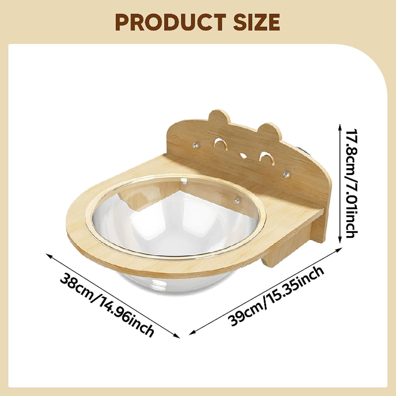 Cat Window Perch with Suction Cups, Wood Cat Hammock Window Seat (38x39x17.8cm/15x15.3x7in) for Sleeping Resting Overlooking