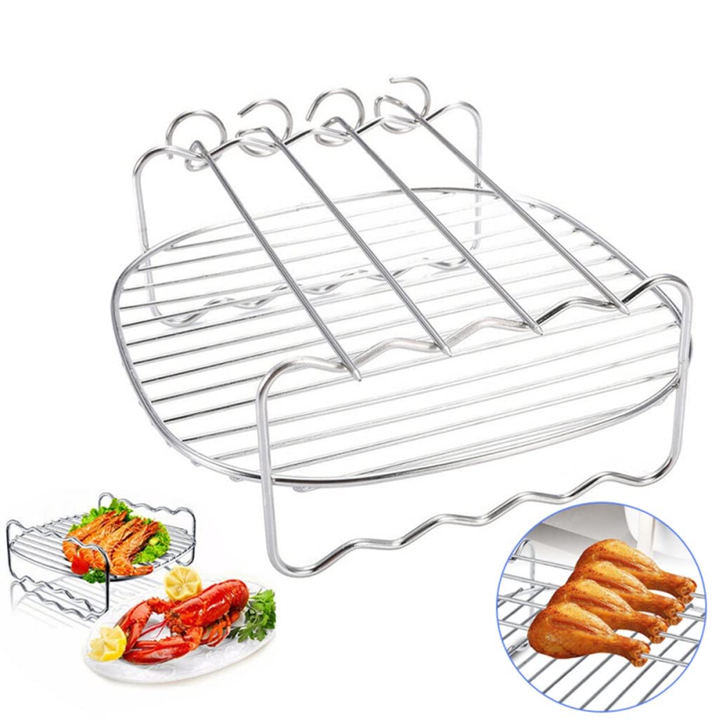 Bbq Rack Skewer Barbecue Grill Baking Tray Rack for Air Fryer Double-deck Home Replacement Barbecue