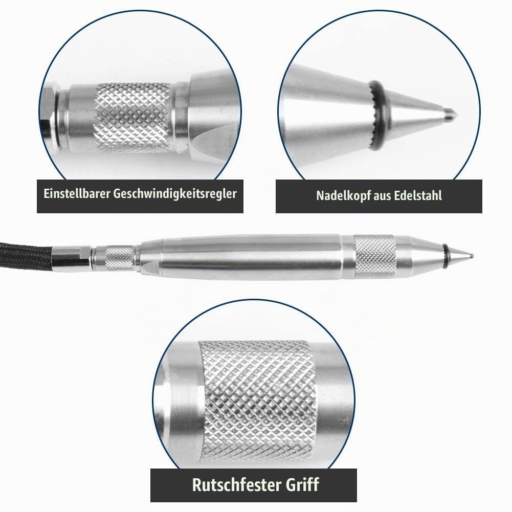 Jadeshay Pneumatischer Gravierstift, Druckluft Gravierstift Pneumatischer Luftgravurstift Druckluft Gravur 0.6 Mpa 1/4 Zoll Anschluss