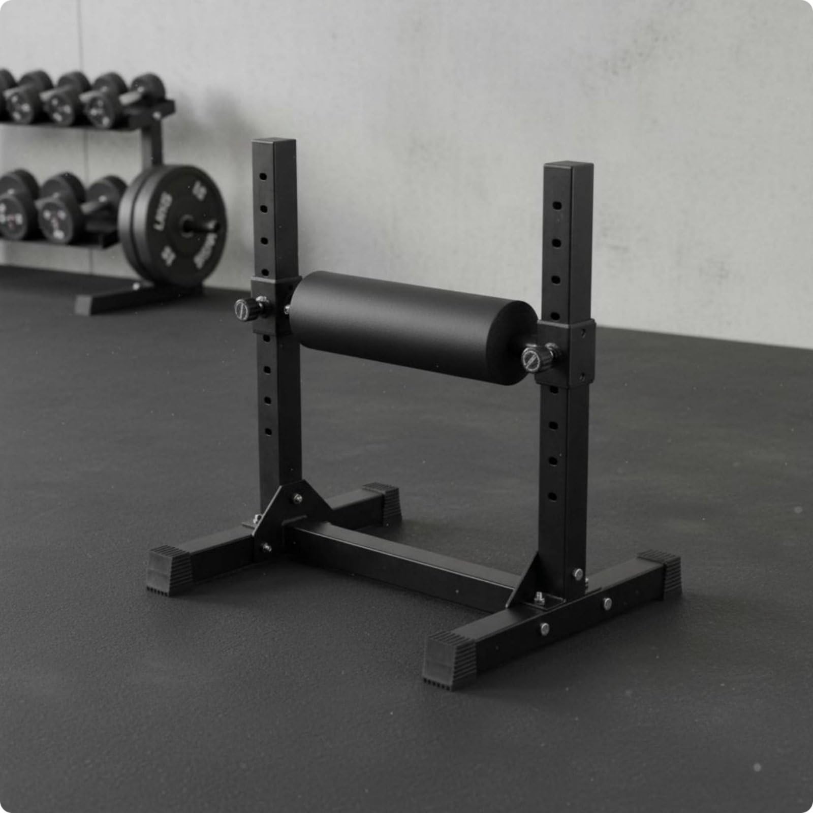 Trainings Squat Rack Bulgarischer Split Squat Ständer Beintraining Stabilitätstrainer aus Stahlrahmen mit Schaum für Kontrollierte Unilateralübungen, Schwarz Haken
