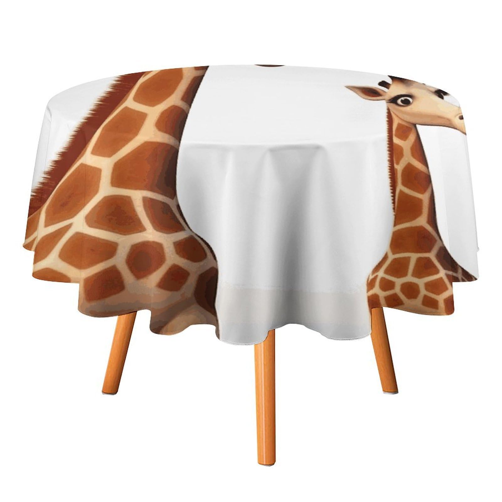 Fekiloot Style Giraffe Round Tablecloth - Heavy Duty And Washable,Polyester Decorative Fabric Table Cover,Tablecloths For Kitchen Dining, Wedding, Birthday Party50x50in