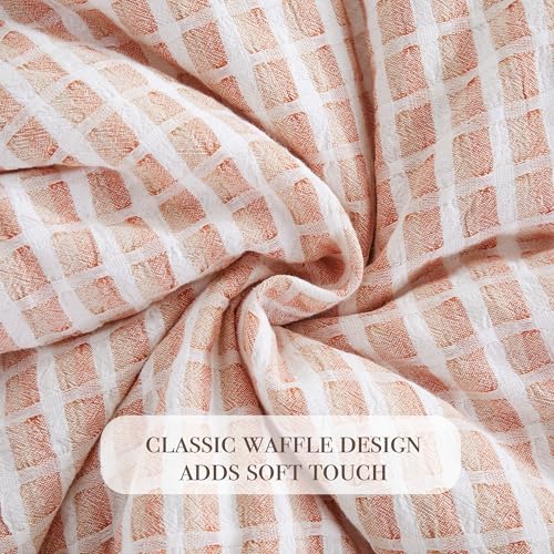 Image of Oli Anderson 100% Cotton Waffle Comforter Set, 3 Pieces Lightweight Breathable All Season Bed Comforter, Soft Skin-Friendly Blanket for Bedroom Guest Room, Machine Washable, Pumpkim Brown