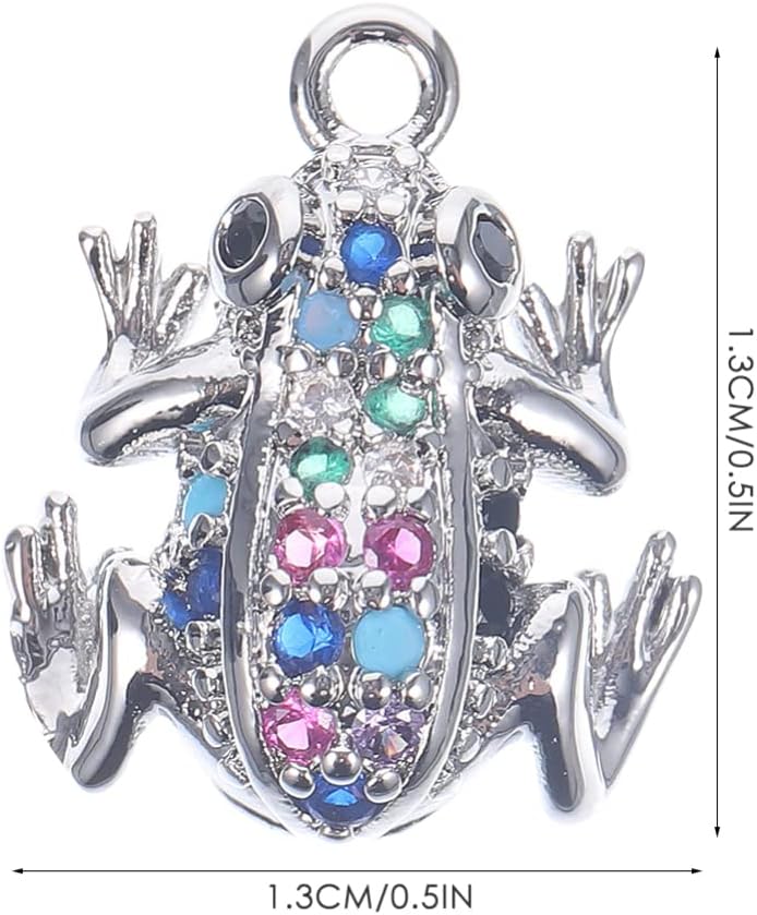 Sewroro Colored Diamond Frog Pendant 4Pcs Brass Charms for Diy Jewelry Making Mini Frog Charms for Necklaces Keychains and Bracelets - Image 3
