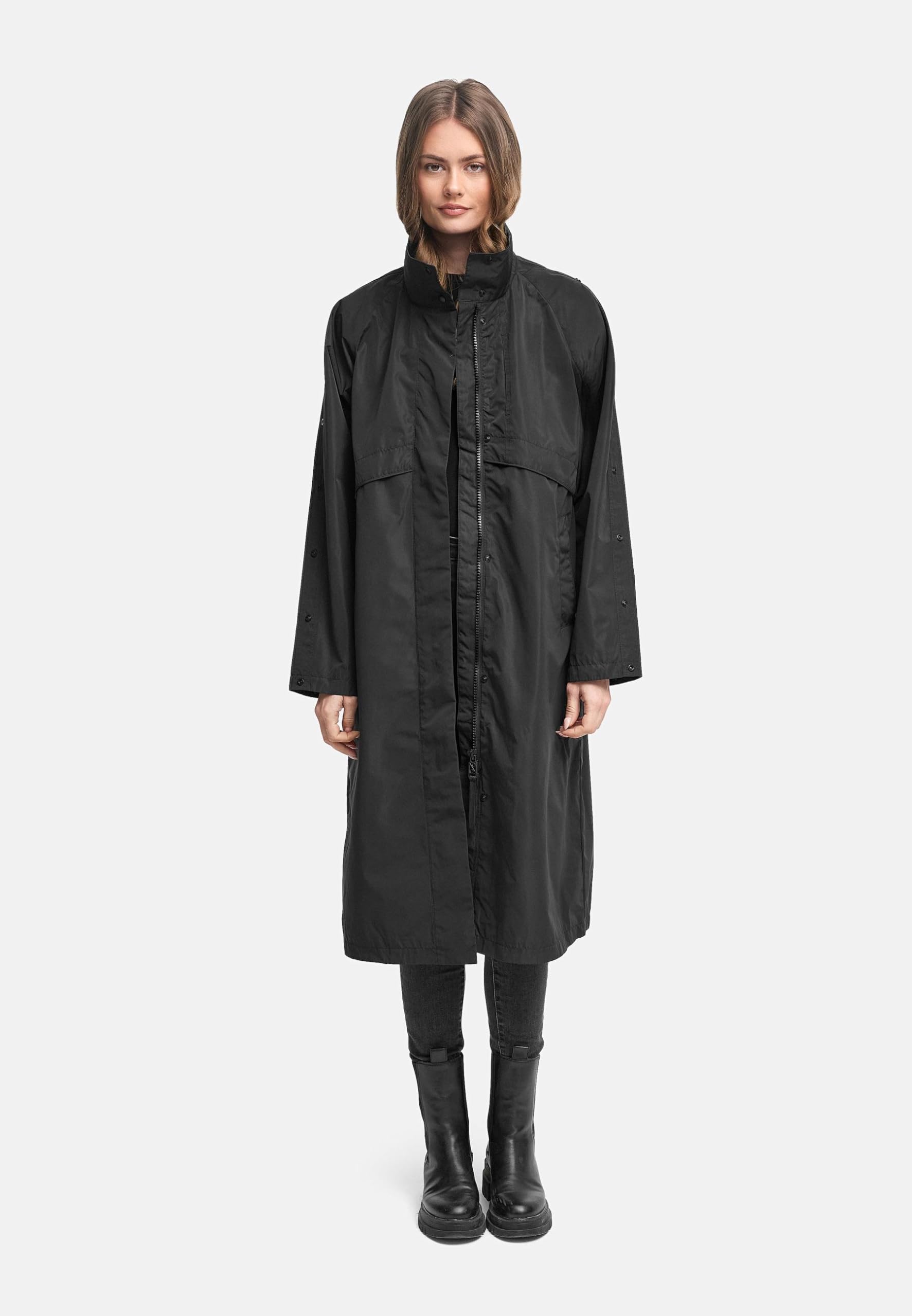 Navahoo Damska parka oversize, długa kurtka przejściowa z podwijanymi rękawami, Zenblüte 14 XS-3XL