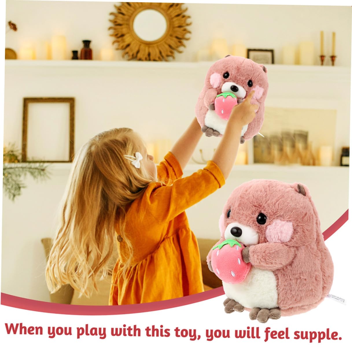 Muñeco de Peluche de Marmota Rosa, 1 Pieza, Felpa PP Cotton | Seguro y Resistente Decoloración, para Recién Nacida y Niña, Adecuado como Adorno de Cama o Coche