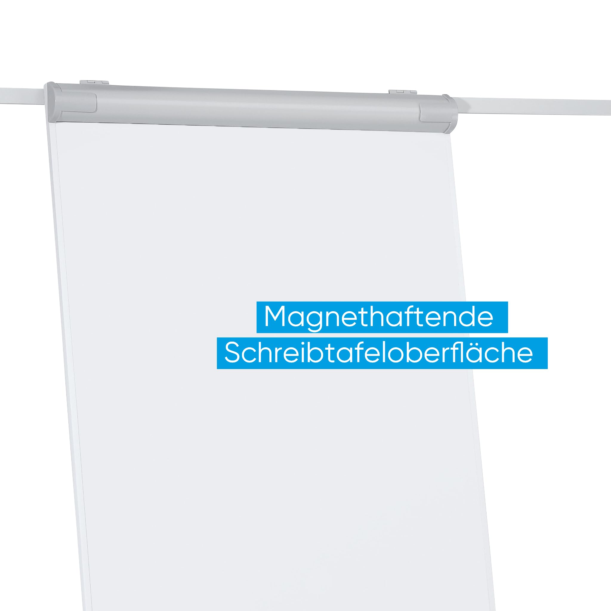 FRANKEN Flipchart, Beschreibbar, Magnetisch, Mobil, Mit Rollen und 2 Seitenarmen, Whiteboard mit Ständer, Papierhalterung und Stifteablage, 68 x 105 cm, ECO Mobil, F2400/N